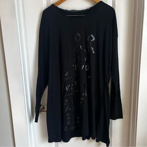 Long sleeve Black tshirt dress - large